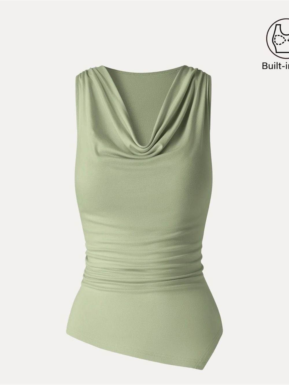 OGL Sage Green Cowl Neck Sleeveless Tank